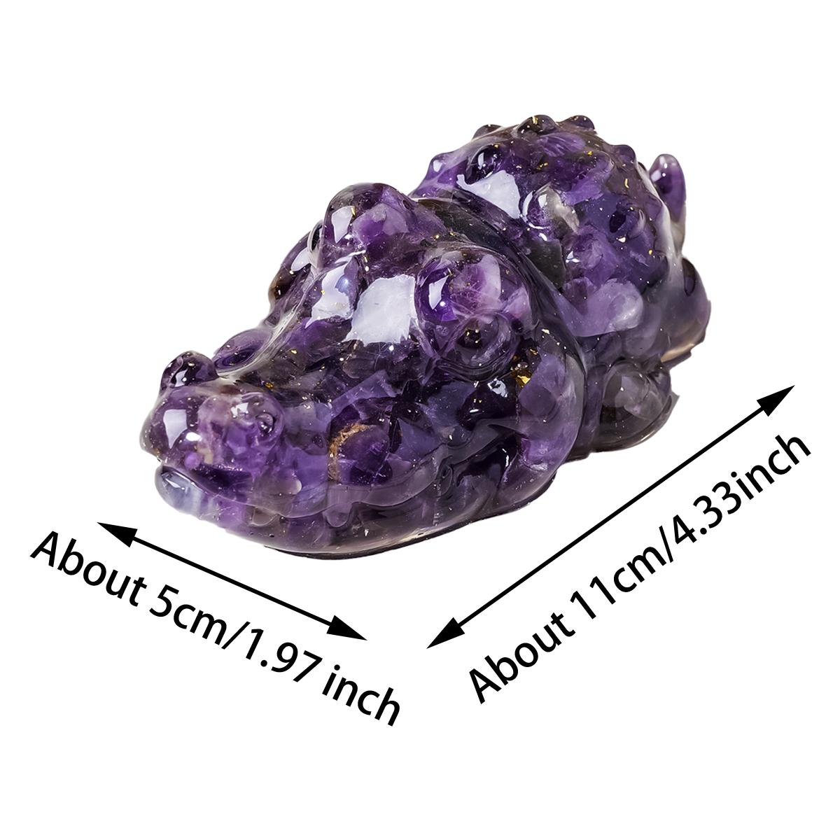 Natural Crystal Amethyst Chips Resin Crocodile Figurine Animal Statue Healing Energy Ornament Home Decor (Amethyst,About11*5cm) аметист