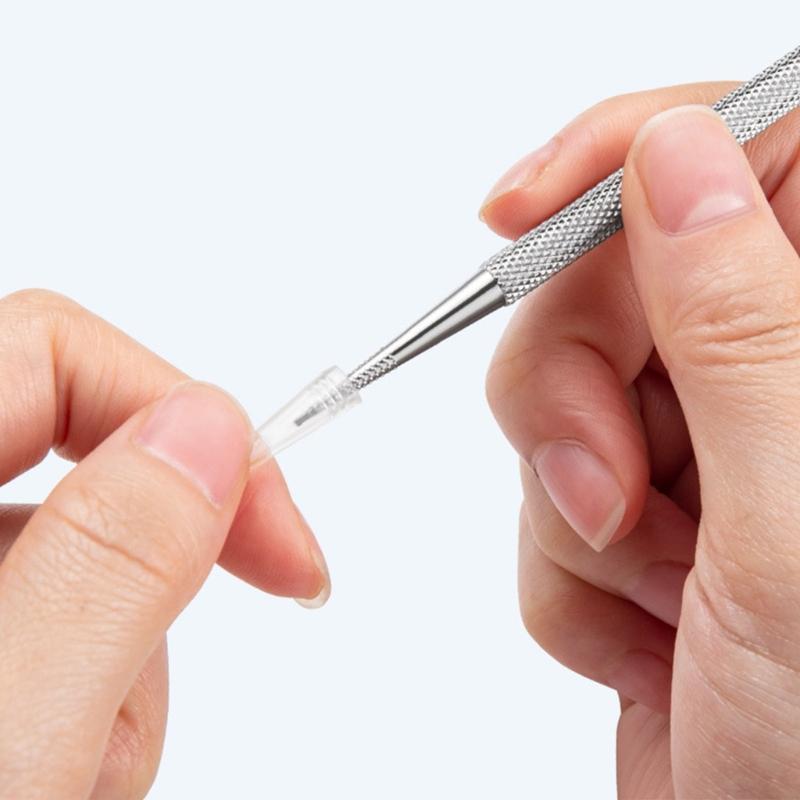 Double Ended Cuticle Pusher Remover Cleaner Nail Art Dotting Pen Stainless Steel Manicure Pedicure Nail Art Care Tool