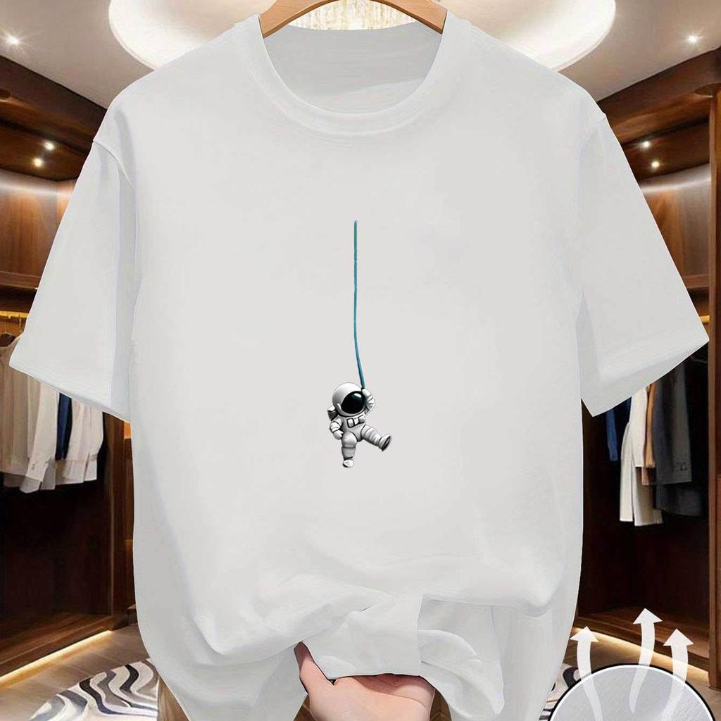 Unisexs RoundNeck ShortSleeved Printed Shirt With Astronaut Pattern QuickDrying And Breathable Large Size TShirt