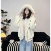 American Style Hooded Fluffy Cotton Puffer Jacket Winter Warmth Couples Men Women