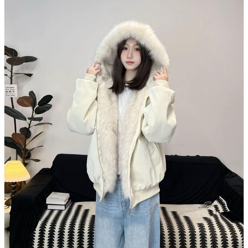 American Style Hooded Fluffy Cotton Puffer Jacket Winter Warmth Couples Men Women