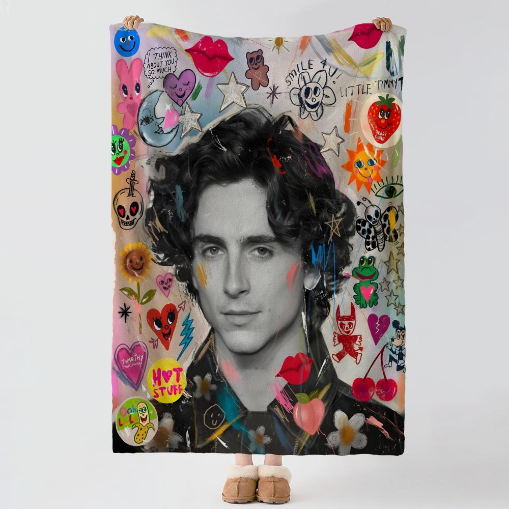 Celebrity T-Timothee Chalamet-t Throw Thick Comfort Flannel Quilt, Multi-scene Use Indoor Outdoor Daily Nap