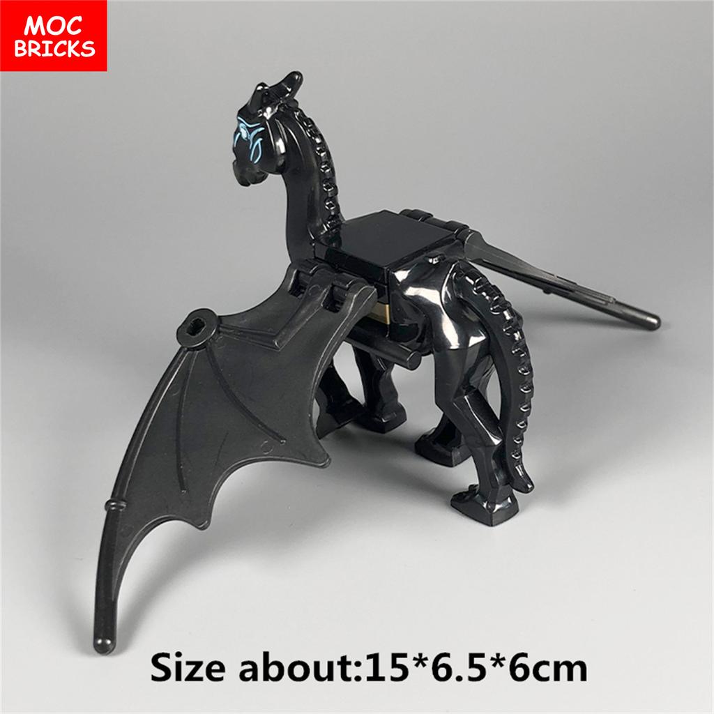 MOC Bricks DIY Dark Messenger Magicians Group Skull Skeleton Horse Thestrals Accessories Assembled Building Blocks Kids Boys Toy