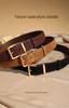 Women's Genuine Leather Cowhide Suede High-End Retro Wide Waist Cinch Belt for Jeans and Jackets