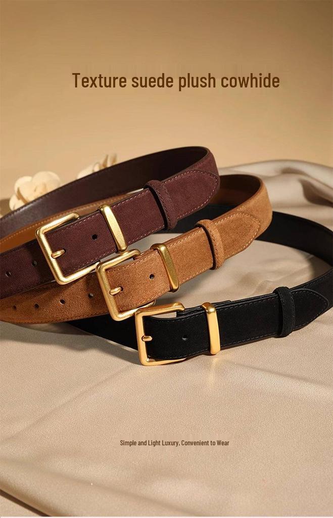 Women's Genuine Leather Cowhide Suede High-End Retro Wide Waist Cinch Belt for Jeans and Jackets