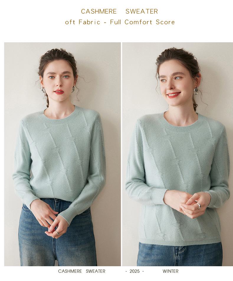 Women's Cashmere Round Neck Sweater: Autumn & Winter Knit Base Layer, Loose Versatile Design