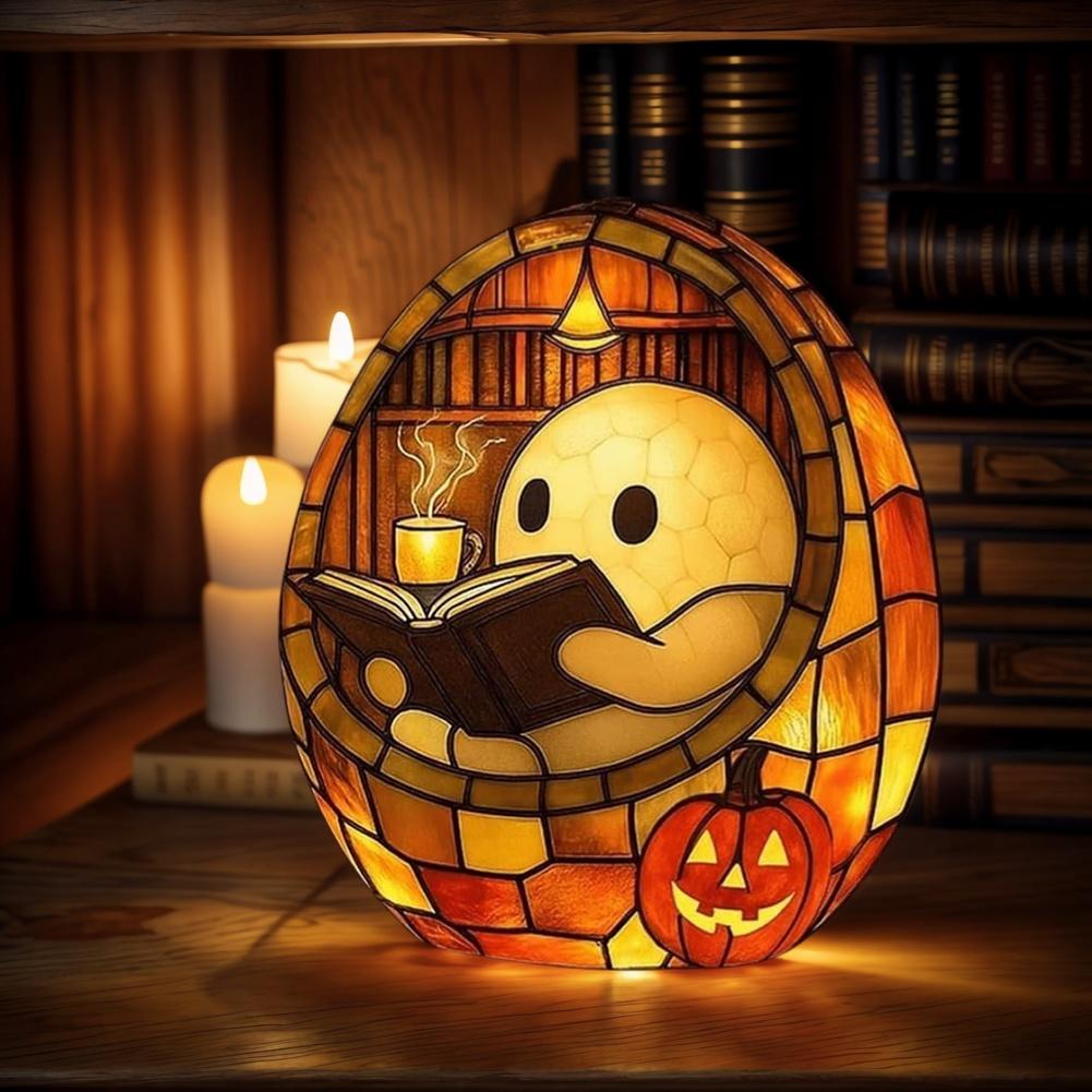 Halloween Ghost Reading Book Night Light Cute Retro Bookish Aesthetic Lamp Ghost Reader LED Light Nightlight Gift Halloween Deco