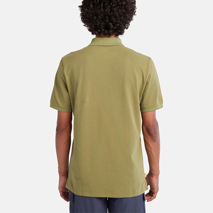 Timberland Logo Print Solid Color Short Sleeve Polo Shirt Men tops Avocado-Green A6QQ1-V46