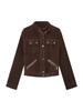 2025 Women's High-End Coffee Suede Jacket with Maillard Effect Slimming Design