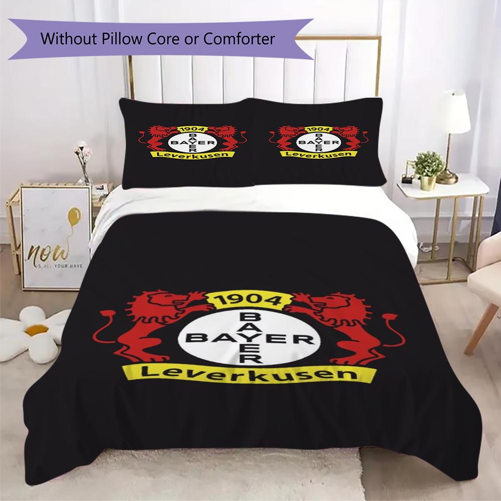 Bayer 04 Leverkusen Muster Bettwäsche-Steppdecken-Set Bettdeckenbezug Kissenbezug Heimdekoration Geburtstagsgeschenk (1 Bettbezug + 2 Kissenbezüge (ohne Füllung))
