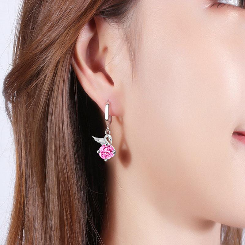 925 Stamp Silver Plated Women Earrings Cute Goose Drop Pendant Multicolor Zircon Earring For Women Girl Jewelry