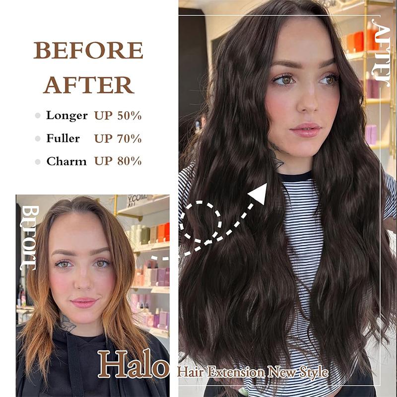 Water ripple fish thread extension wig fiber heat-resistant wig natural and comfortable suitable for daily wear by girls