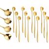 2Pcs Flower Dessert Spoons, Coffee  Stainless Steel Sugar Spoon Small Tea Spoons Cafe Bar Spoon Cute Coffee Teaspoon Mini Tableware, 4 Styles (Gold)