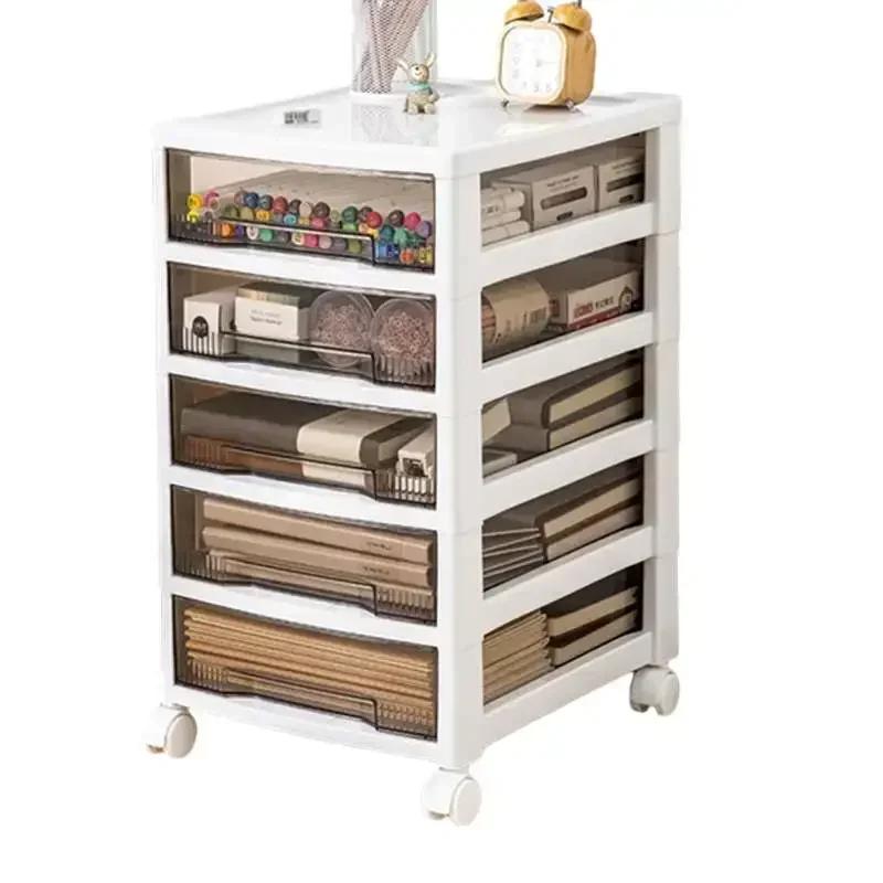 Movable Plastic File Storage Holder with Wheels under Table Drawer Type Organizer for Invoice Tape Snack Toy Seam Cabinet