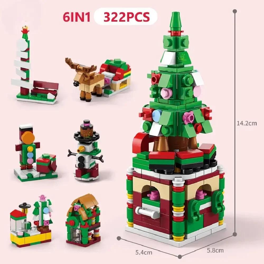 Non-Toxic Advent Calendar Christmas Building Blocks Set Christmas Toys Includes Santa Claus Train House Blocks Gift For Kid Children