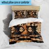 Golden Chess King On Black 3pcs Bedding,Including 1pc Duvet Cover And 2pcs Pillowcases Perfect for Christmas,Ideal for Bedroom, Dormitory