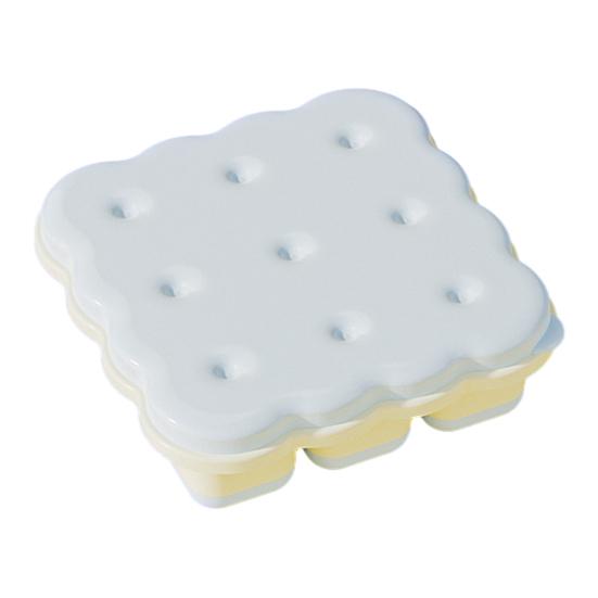

Biscuit-Shaped Ice Cube Tray with Lid Silicone Ice Mold for Fruit Ice Yogurt Coffee Ice Food Puree Freezer Safe Stackable Kitchen Gadget синій