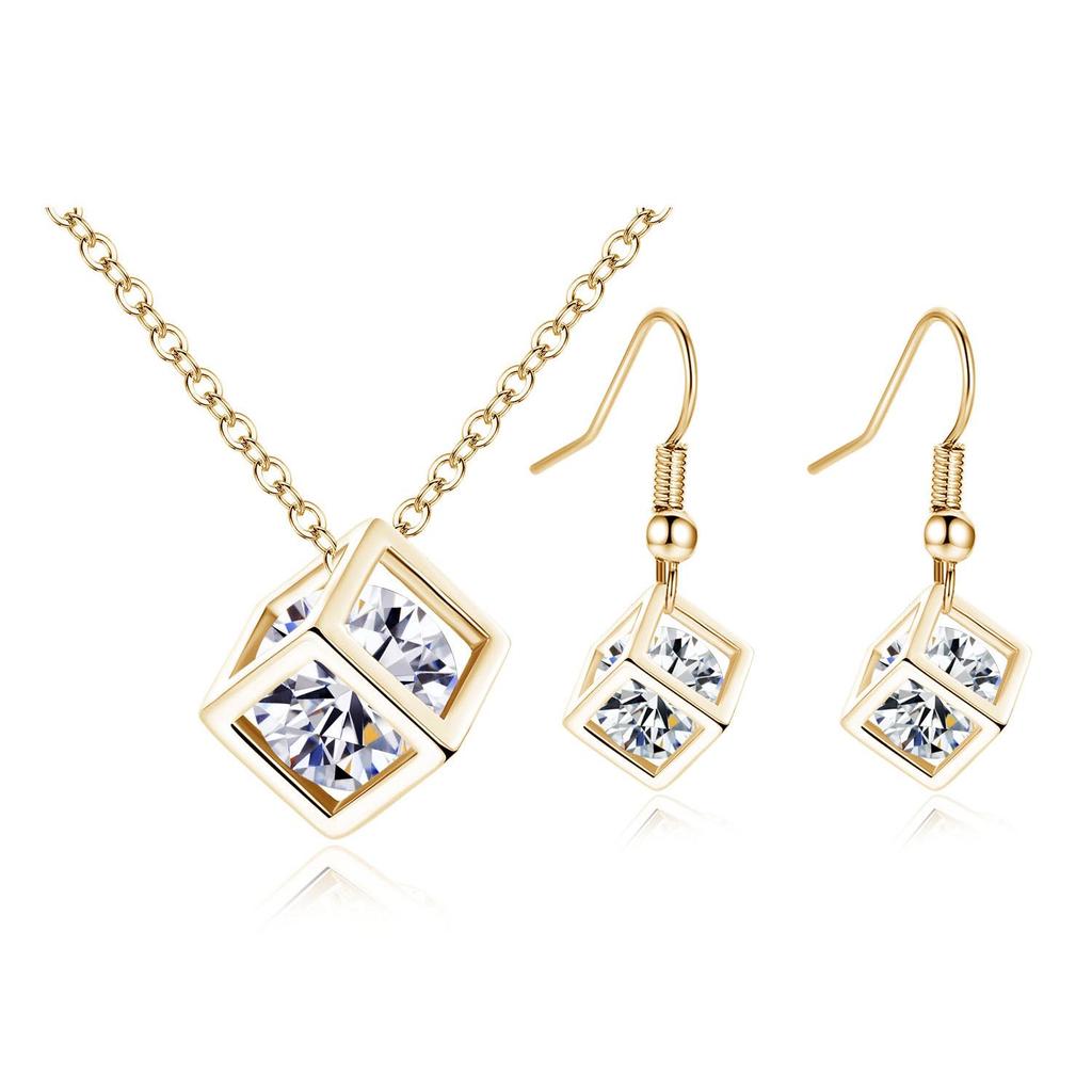 Jewelry Set Trendy Geometry Square Dangle Earrings Necklace Set Unique Design Style Wedding Jewelry KTJ