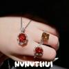 Jewelry, Orange Full Petals, Fanta Orange Gemstone Necklace, Atmosphere, Papalacha Fat Square Ring.
