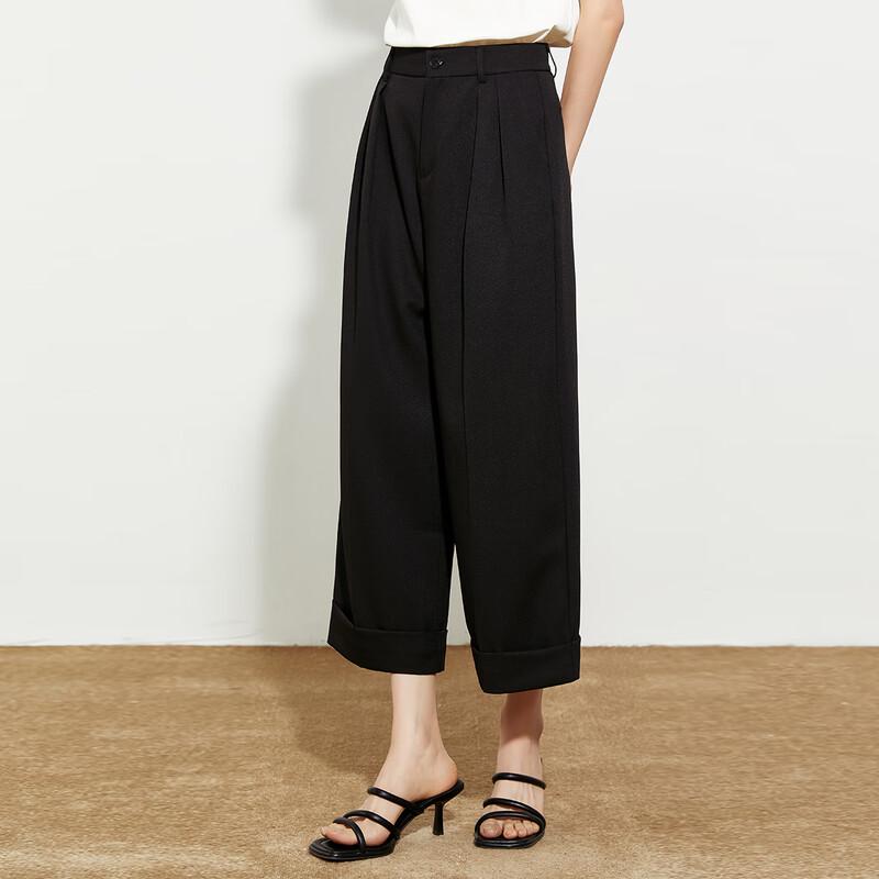 Tatu Women's High-Waist Straight-Leg Cropped Casual Trousers