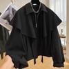 Lässige kurze Umhangjacke Damen Frühlings- und Herbstjacke Mode Lockerer Kragen Top