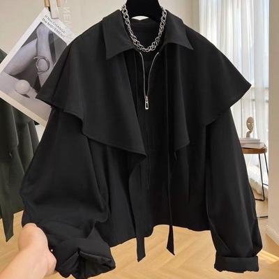 Lässige kurze Umhangjacke Damen Frühlings- und Herbstjacke Mode Lockerer Kragen Top