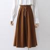 Niche Waist-Tied Women's Autumn Winter Long Midi Skirt A-Line Slim-Fitting Flared Skirt