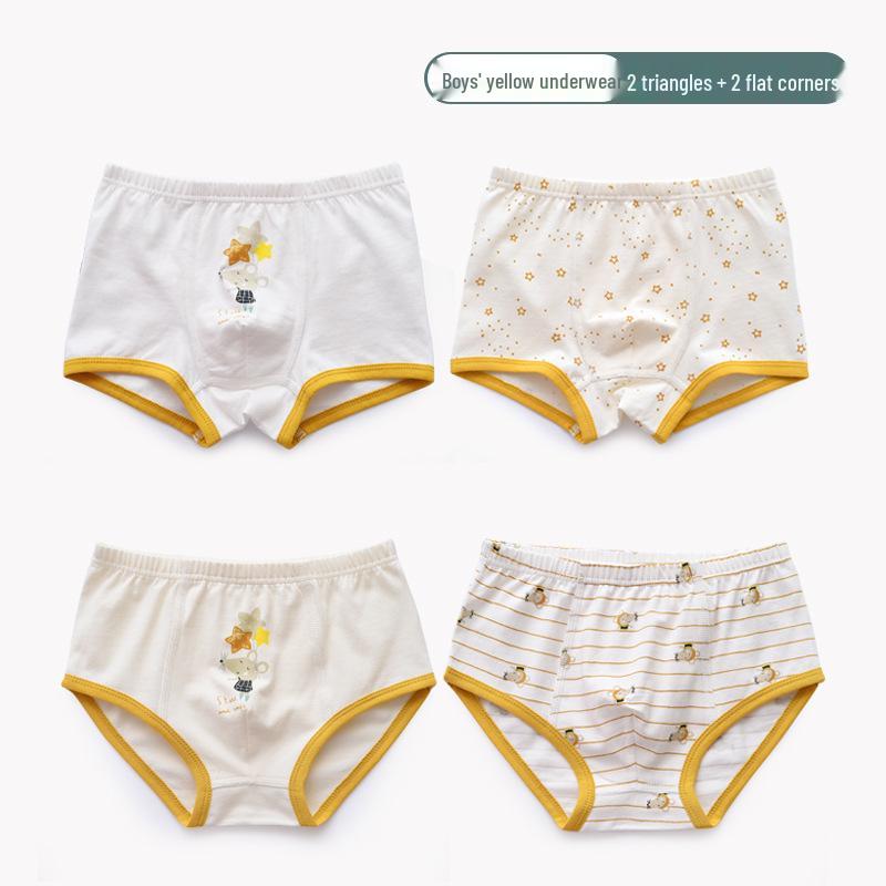 Shengzheka Boys' Cotton Boxer Shorts, Ages 0-8, Pure Cotton Crotch