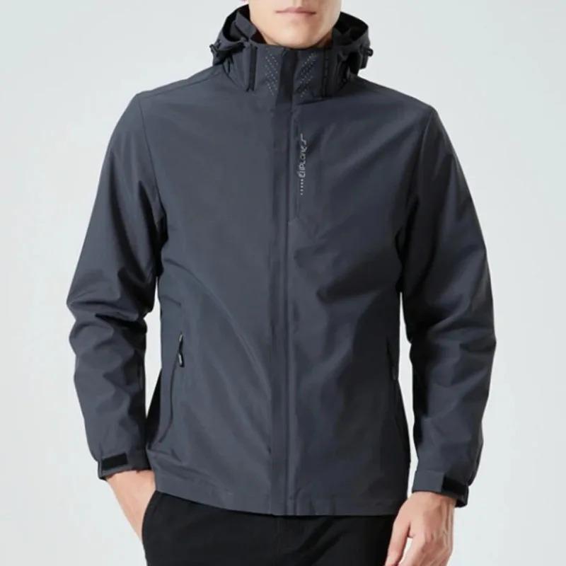 Jaqueta Masculina de Alto Desempenho Impermeável e à Prova de Vento - Capa de Chuva Respirável, Leve com Capuz Removível para Caminhada, Escalada & Atividades ao Ar Livre