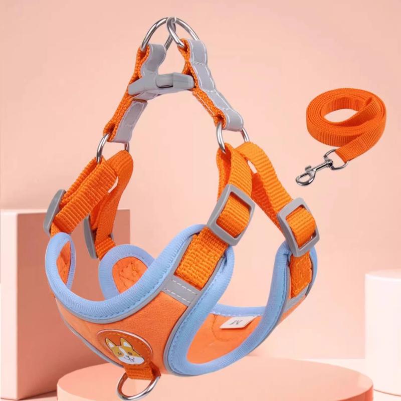 Ventilate Vest Type Dog Leash Pet Chest Strap Reflective Design Puppy Walking Leash Safety Protection Dog Neck Ring Collars