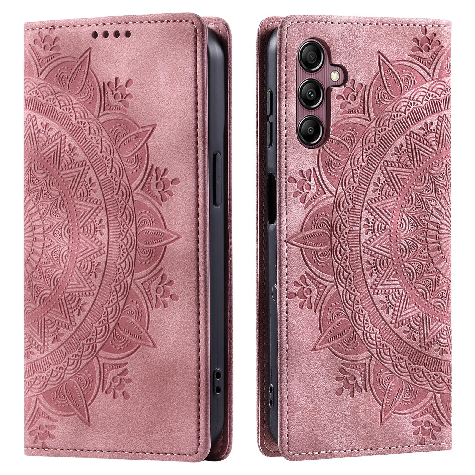 

For Samsung Galaxy S25 FE Case Magnetic Closing Leather Phone Cover Pattern Imprinted Rose Gold