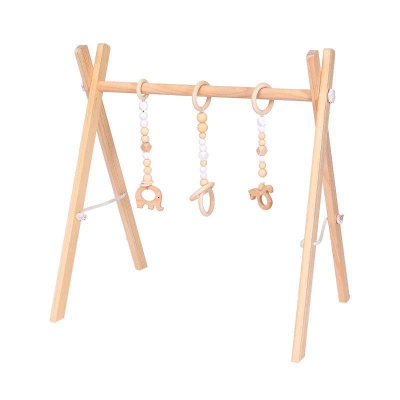 Nordic Wooden Baby Fitness Toy with Bells and Hanging Ornaments