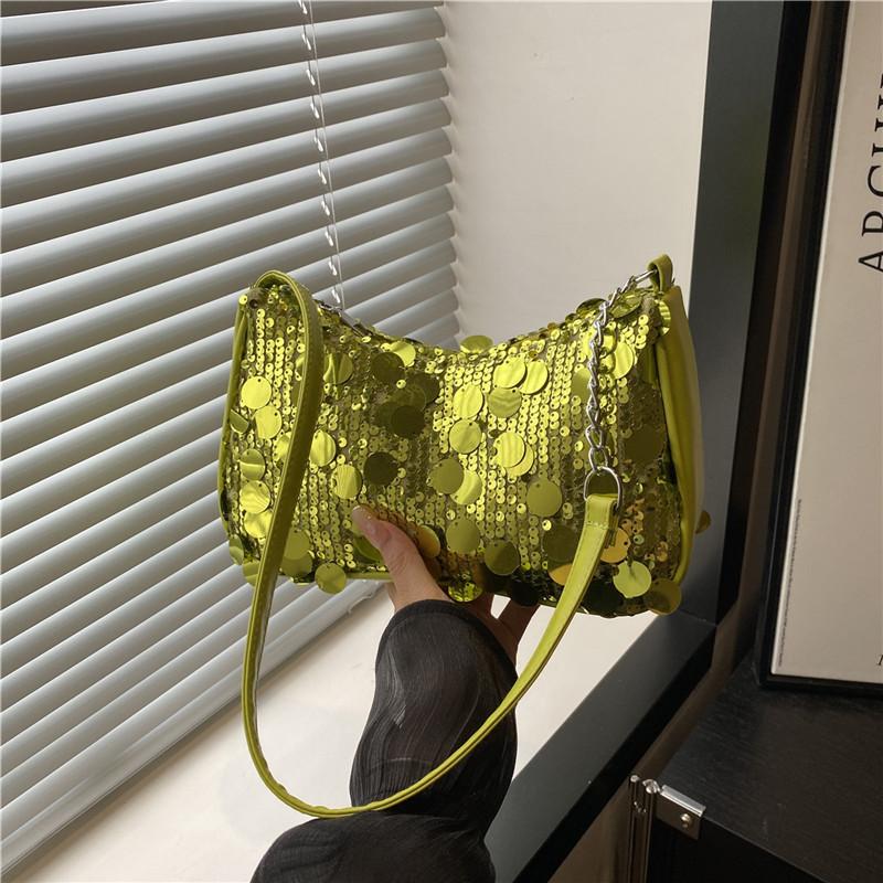 

Spring and summer popular chain bag women s new versatile messenger bag fashion niche sequined shoulder armpit bag
