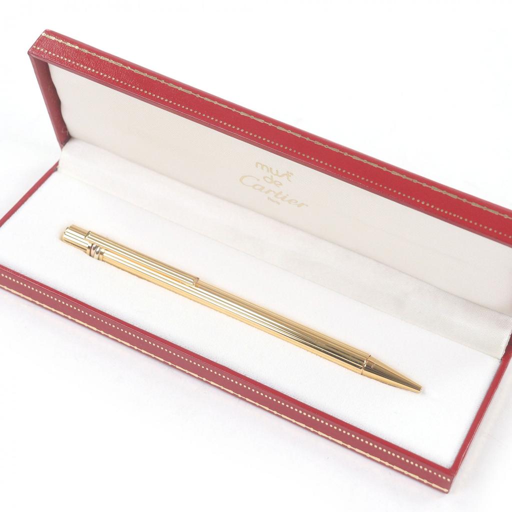 Great Cartier Ballpoint pen Trinity Twist Type gold mens Used