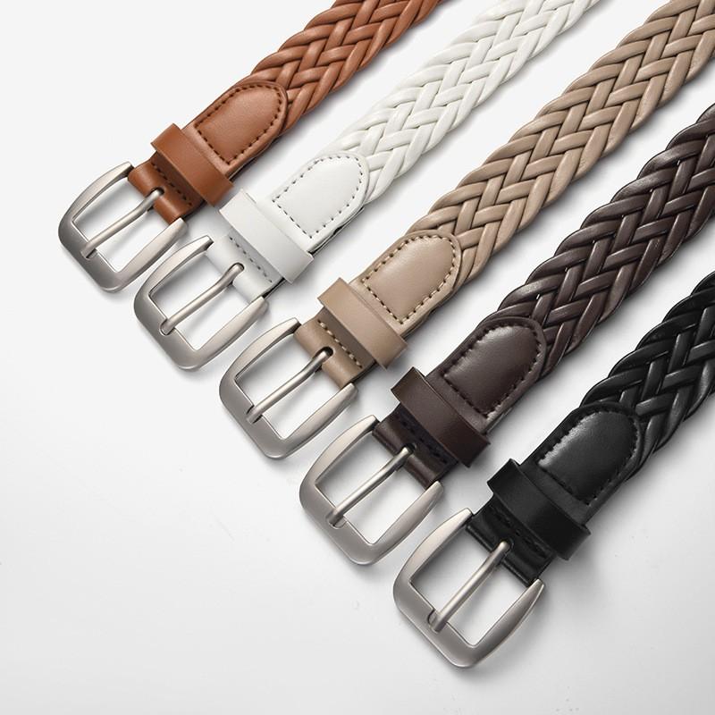 Womens PU Leather Thin Belt With Zinc Alloy Pin Buckle Jeans Casual Office Chic Style