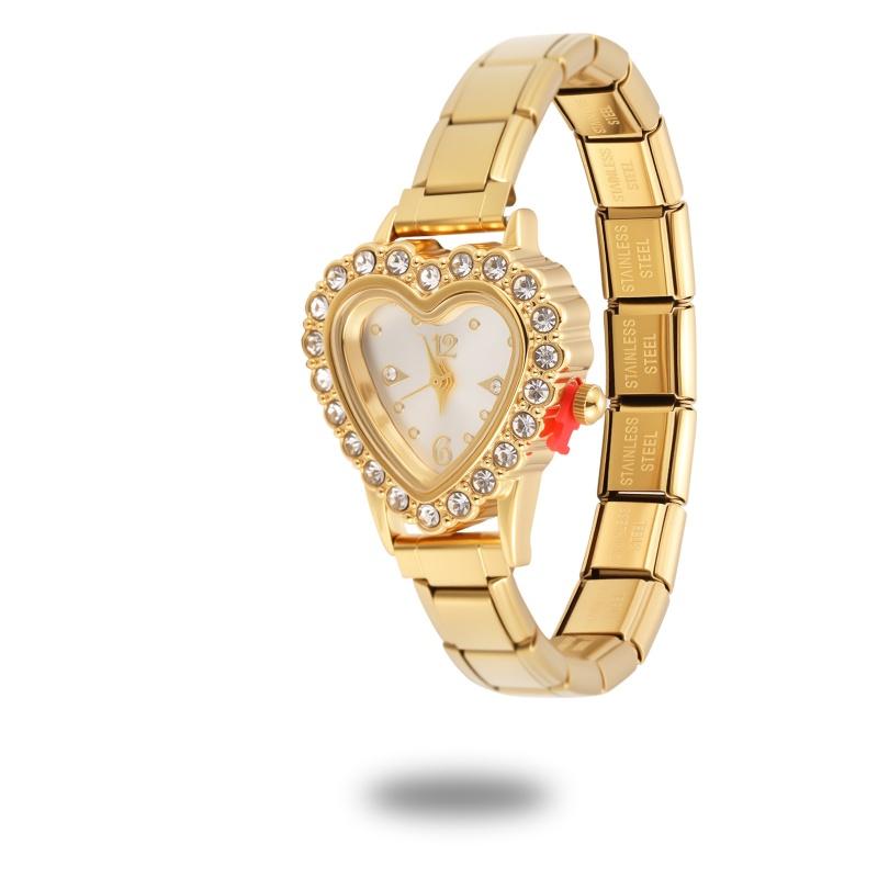 Y2K Vintage Zircon 9MM Width Italian Charm Heart Shape Watch High Quality Stainless Steel Bracelets Bangle for Birthday Gifts