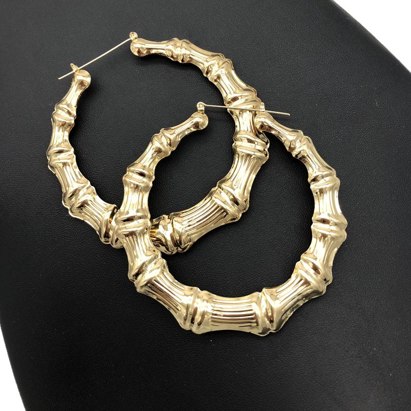 Punk Goud Zilver Kleur Bamboe Hoepel Oorbellen Voor Vrouwen Geometrisch Grote Ronde Cirkel Bamboe Oorbellen Sieraden Hip Hop Feest Sieraden