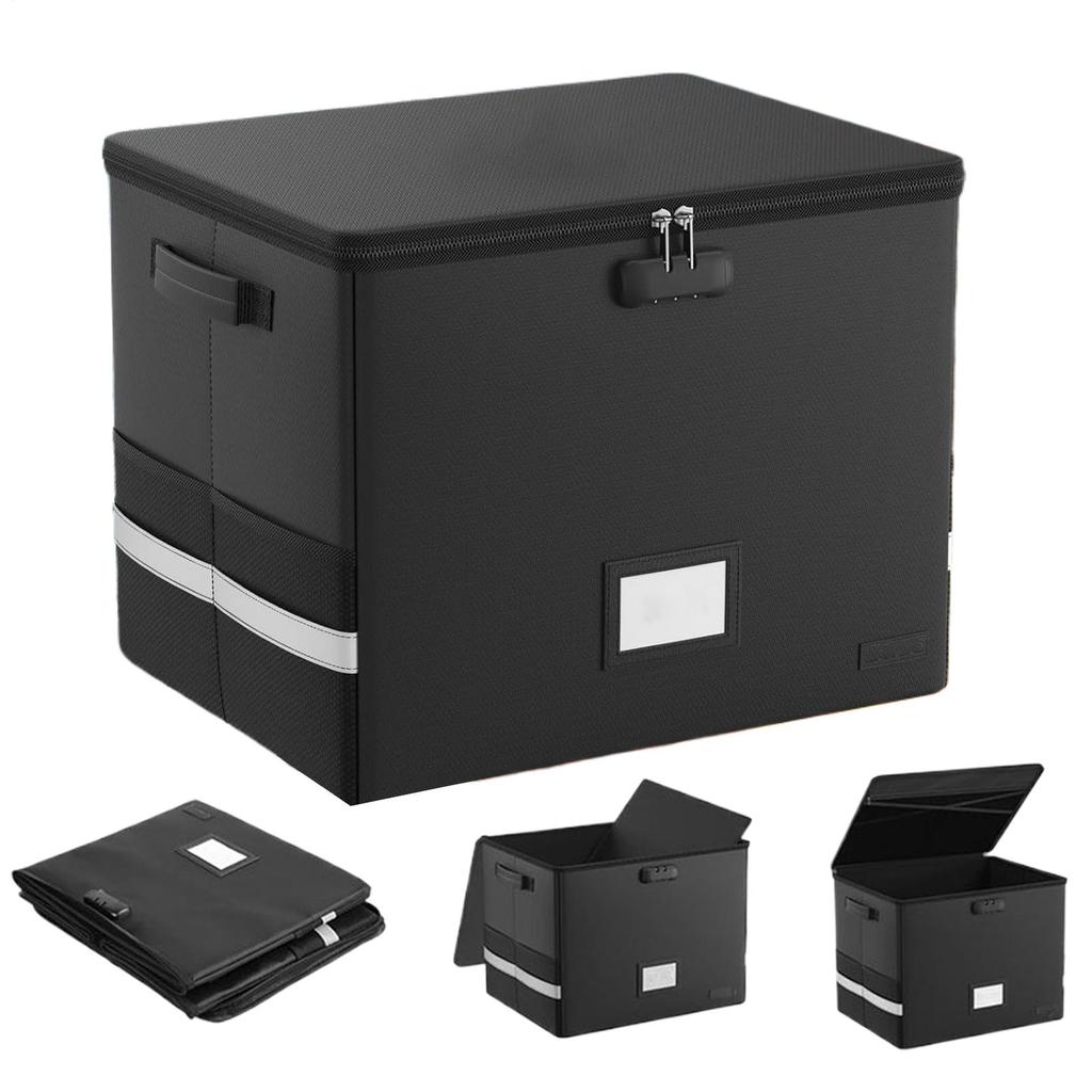 Fireproof Vinyl Record Storage Box Lockable Record Storage Box Foldable Storage Box With Lid And Handle For Collecting Albums