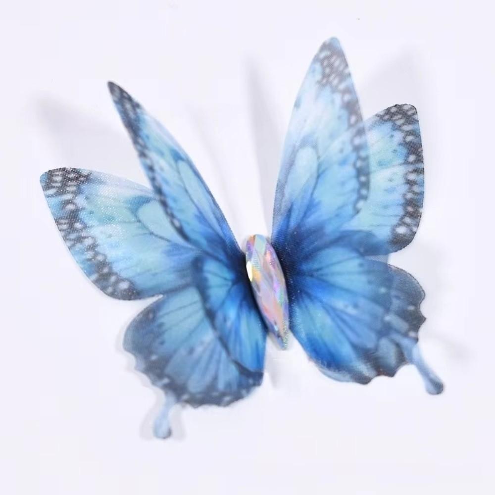 50Pcs 3D Organza Fabric Butterfly Appliques Colorful Double-layer Chiffon Tulle Butterfly Patches Translucent