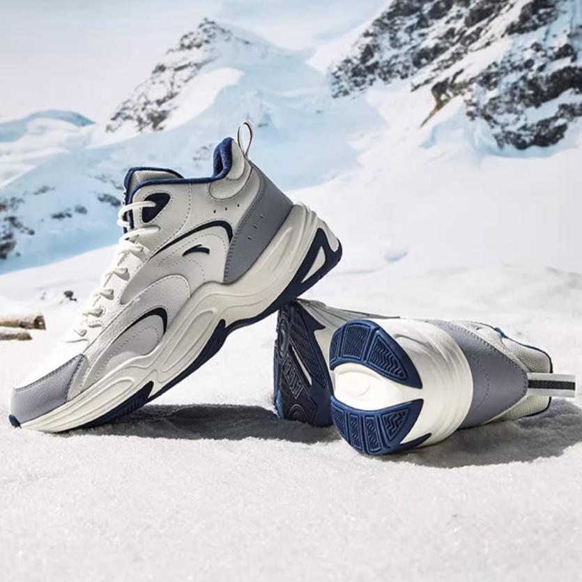 New Anta Through Warm Slip-Resistant Low-Top Casual Shoes Men's White Gray Blue 112448957-1