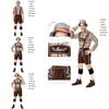 Stylish German Oktoberfest Clothing Men Fawn Print Khaki Plaid Costume Set