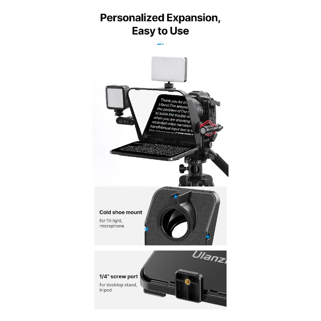 Ulanzi RT02 Teleprompter Universal Prompter Câmera DSLR Smartphone Tablet Laptop Teleprompter Transmissão ao Vivo Gravação de Vídeo