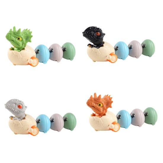 Wind-up Dinosaur Egg Toy Movable Mouth Clockwork Dino Toy with 3 Magnetic Eggs Toddlers Inertial Drive Cartoon Dinosaur Car Toy