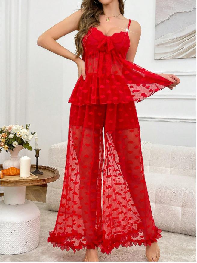 

Сексуальная, сексуальная кружевная пижама с подтяжками Perspective Love, домашняя одежда S красный