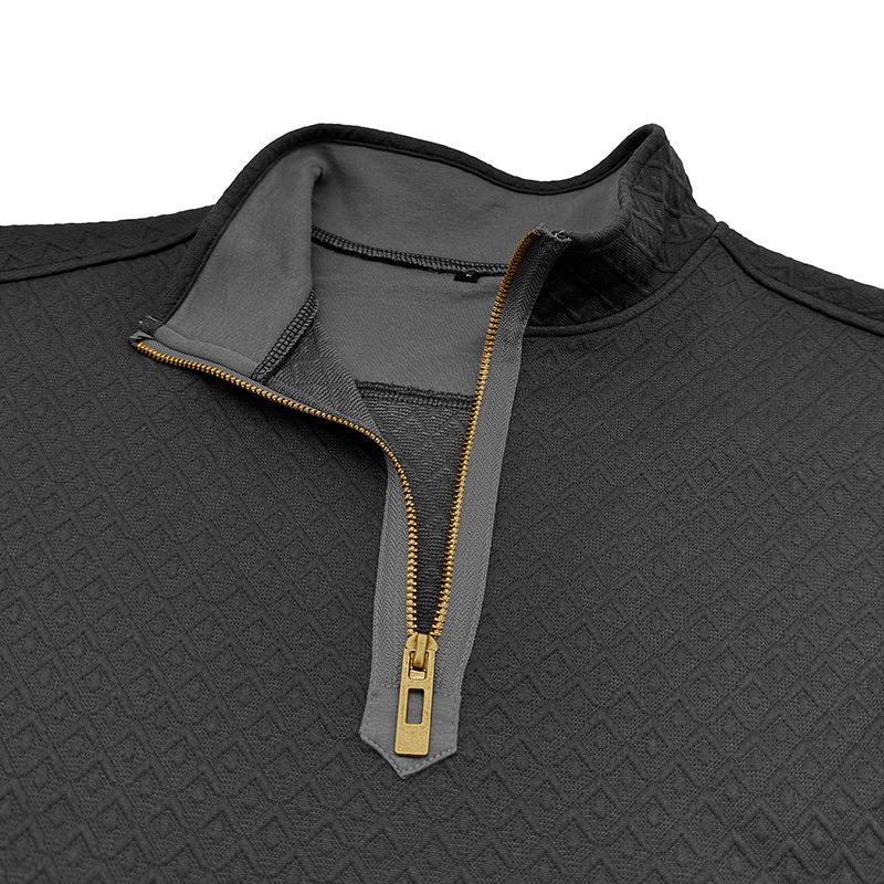 New Men's Long-sleeved Stand-collar Sweatshirt Loose and Versatile Zipper Henry Casual Fashion Top