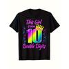 European Sizes Vibrant Birthday Design Short Sleeve Crew Neck Tee for Boys & Girls, Machine Washable Youth Casual Top,