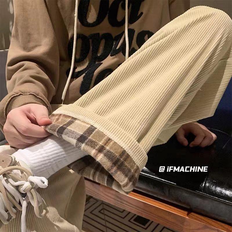 Corduroy Casual Pants for Women Plush Thick Straight Trousers Autumn and Winter Loose Sports Trousers