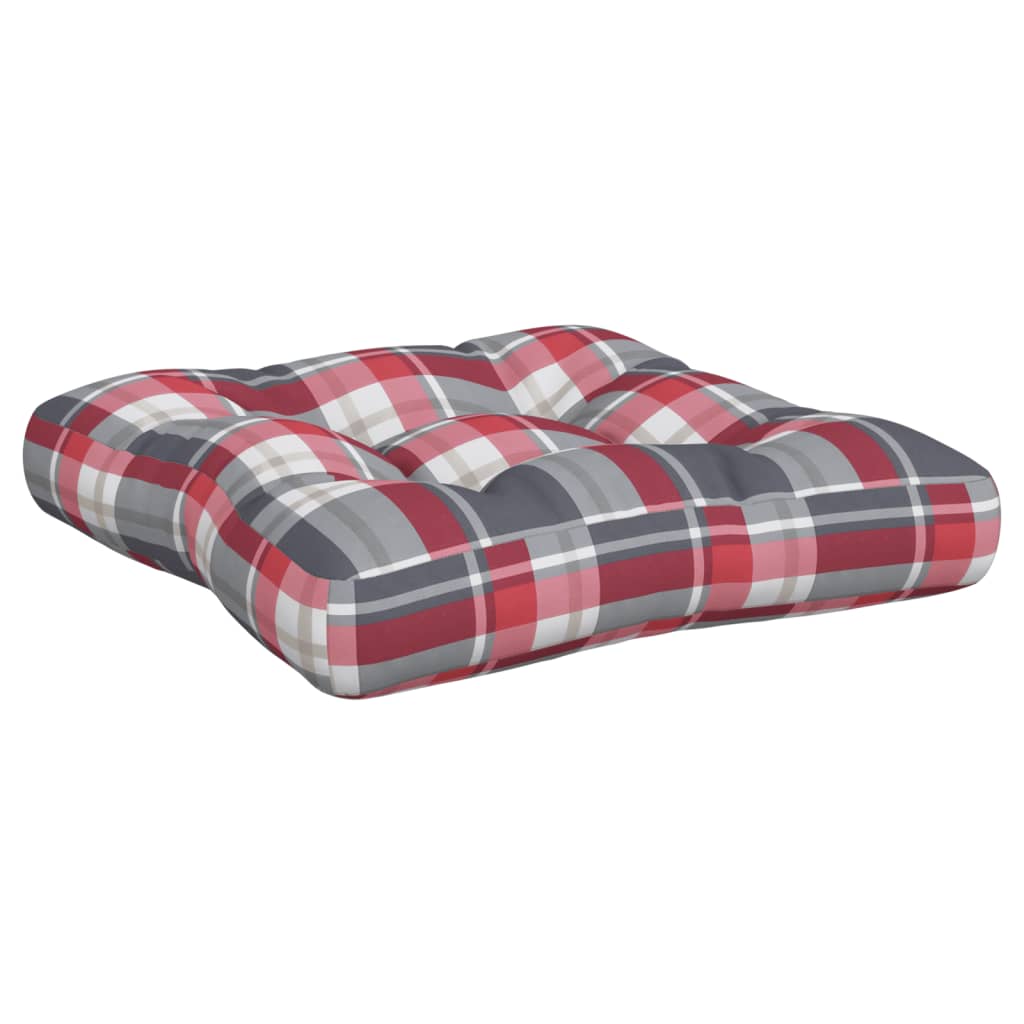 2 Piece Pallet Cushions Red Checkered Pattern Fabric