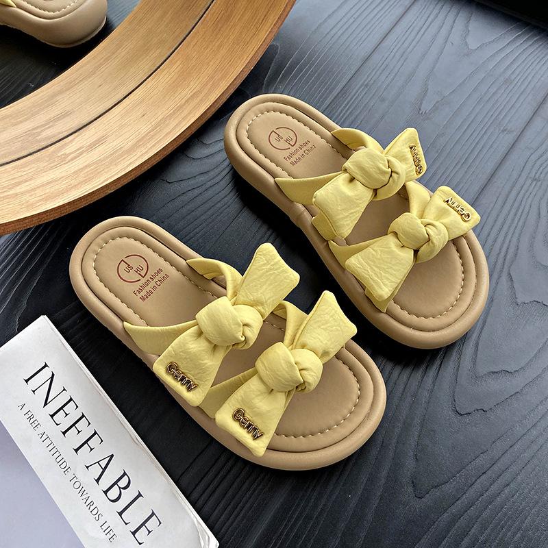 French Platform Slippers Women's Outer Wear 2025 Summer New with Skirt Versatile Fairy Style Bow Word Sandals