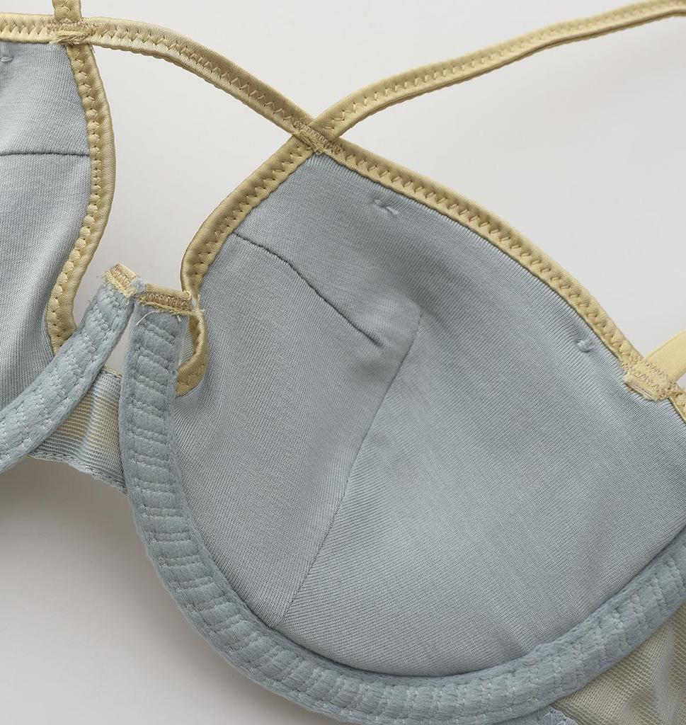 French Smooth Cross Back Push-Up Lingerie Bra - Underwire, Anti-Sagging, Thin Cotton Cup